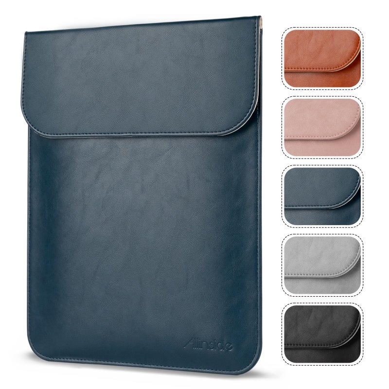 Allinside 11-12 inch Laptop Sleeve Case Compatible with MacBook Air 11 2010-2015/MacBook 12 2015-2017, Waterproof PU Leather Laptop Sleeve Bag Protective Vertical Case Cover, Blue - Image 1